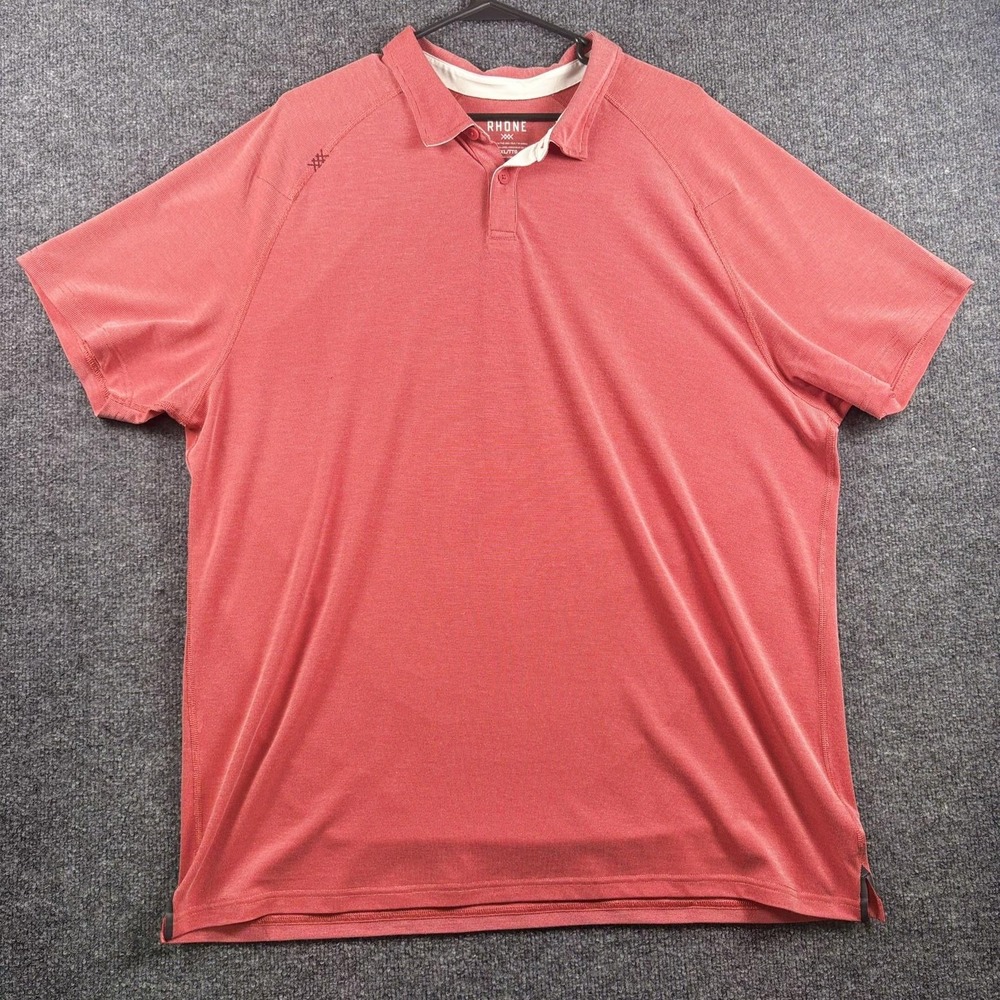 Rhone Polo Shirt Mens 2XL Red Performance Golf Short Sleeve Athletic Casual